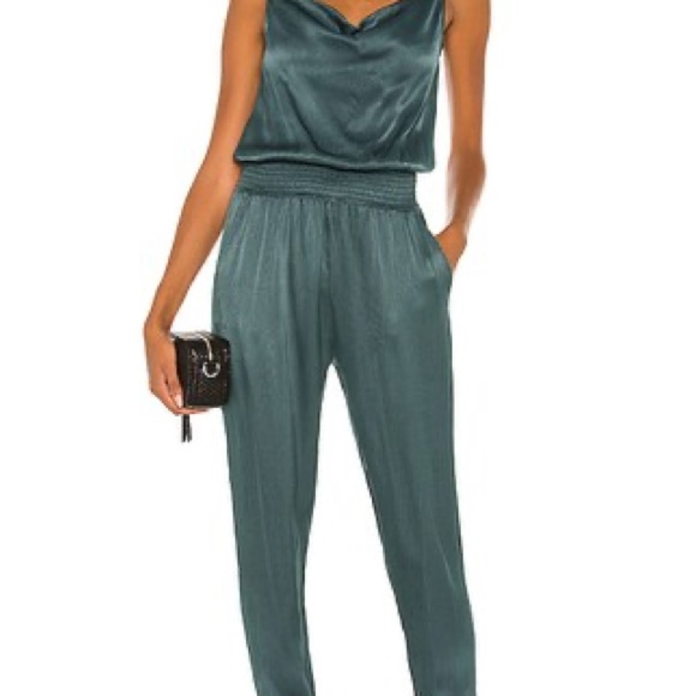 REVOLVE - Bobi Elegant Satin Teal Jumpsuit